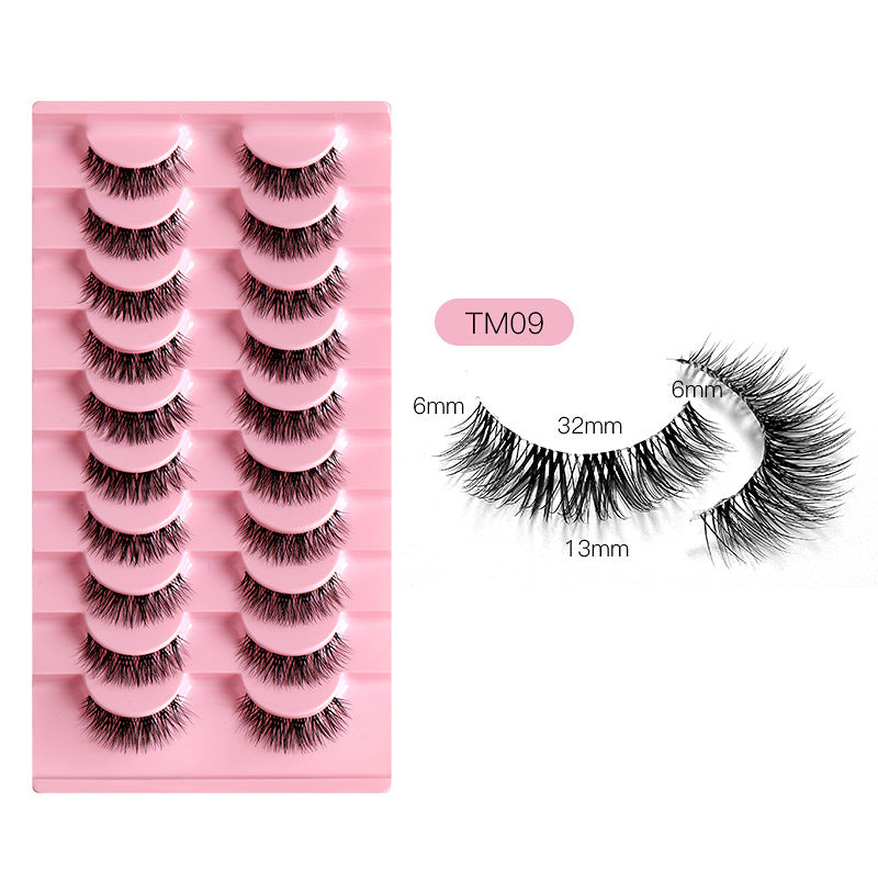 100PCS 10 Pairs Wholesale of Little Devil False Eyelashes with Naturally Tapered, Lightweight, Transparent Fishing Line Stems and Fairy Lashes