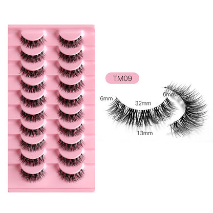 100PCS 10 Pairs Wholesale of Little Devil False Eyelashes with Naturally Tapered, Lightweight, Transparent Fishing Line Stems and Fairy Lashes