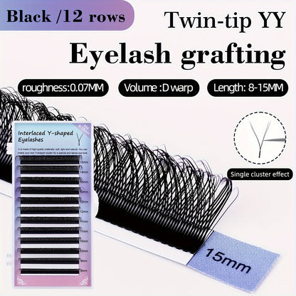 YY Pre-Made Eyelashes 2-Row D-Curl False Eyelashes Kit - Natural Look 0.07mm Thick, Easy to Apply, Variety of Lengths (8-15mm), Perfect for Beginners