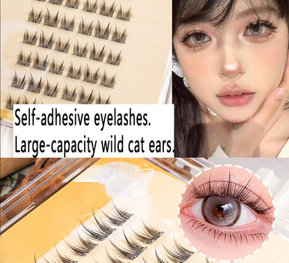 Stemless Glue-Free Self-Adhesive Cat Ear False Eyelashes｜Create Cat-Eyed Elf Look in Seconds