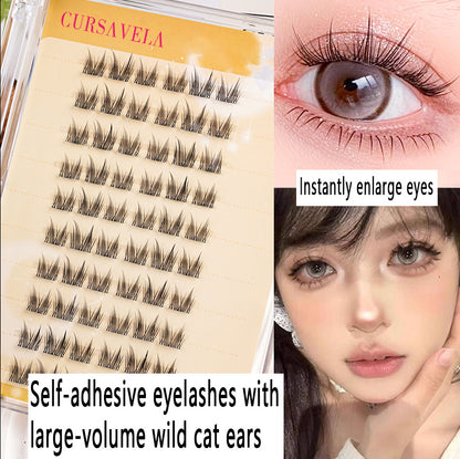 Stemless Glue-Free Self-Adhesive Cat Ear False Eyelashes｜Create Cat-Eyed Elf Look in Seconds