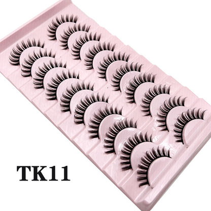 Classic Volume Eyelashes 10 Pairs Russian Strip Lashes Fluffy Faux Mink Lashes 3D False Eyelashes Dramatic Volume Curling Eyelashes Makeup