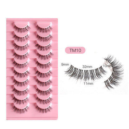 100PCS 10 Pairs Wholesale of Little Devil False Eyelashes with Naturally Tapered, Lightweight, Transparent Fishing Line Stems and Fairy Lashes