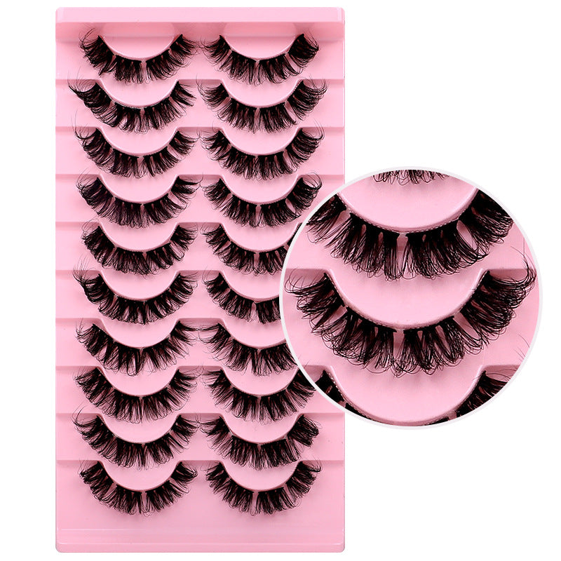 10-Pair Set of New DD Curl Russian Volume Lashes, Large Curve, Dramatic C & D Curls, Thick European & American Style Eyelashes