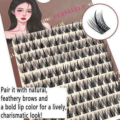 100pcs Pure Wild Devil False Eyelashes - Single Cluster Sectional Manga Barbie Natural &amp; Realistic Style, Beginner-Friendly, Perfect for Camera