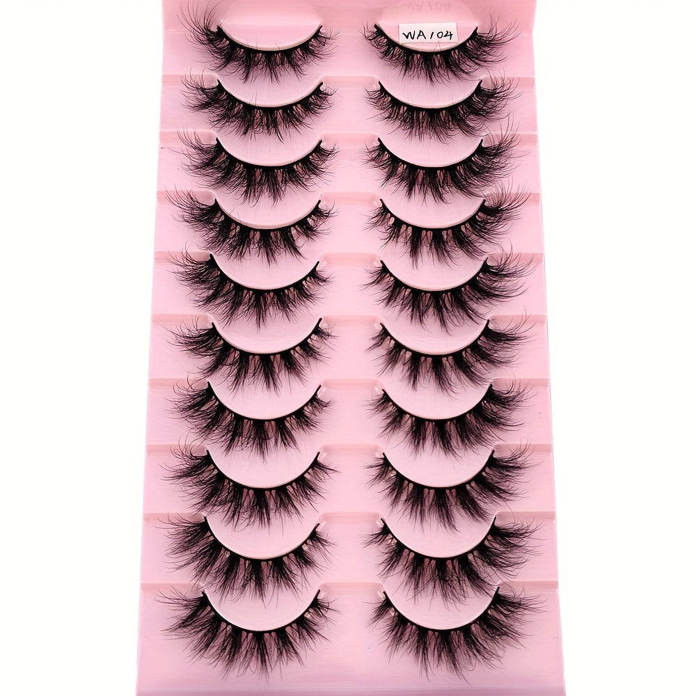 Classic Volume Eyelashes 10 Pairs Natural Slender 3D Faux Mink Cat Eye False Eyelashes, 3D Multi-layer Natural Fluffy Lashes