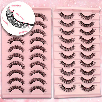 10 Pairs of Gmagictobo D Curly Russian Lashes - 3D Faux Mink, Reusable, Handmade, Soft & Light. Cruelty-Free, Easy to Apply. Long-Lasting for Dramatic Makeup.