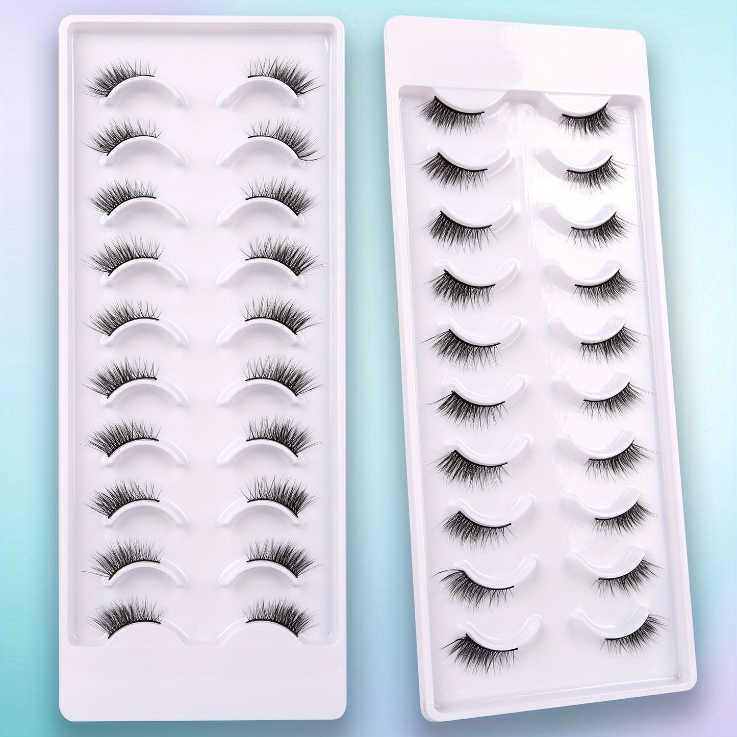 False Eyelashes Natural Look Half Lashes Short Wispy Lashes Pack Cat Eye 3D Faux Mink Lashes Fluffy Fake Eyelashes 10 Pairs Multipack