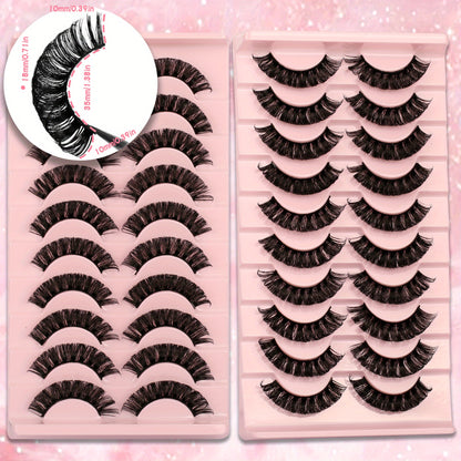 10 Pairs of Gmagictobo D Curly Russian Lashes - 3D Faux Mink, Reusable, Handmade, Soft & Light. Cruelty-Free, Easy to Apply. Long-Lasting for Dramatic Makeup.