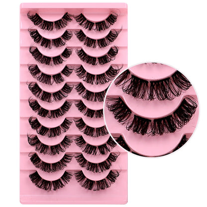 10-Pair Set of New DD Curl Russian Volume Lashes, Large Curve, Dramatic C & D Curls, Thick European & American Style Eyelashes