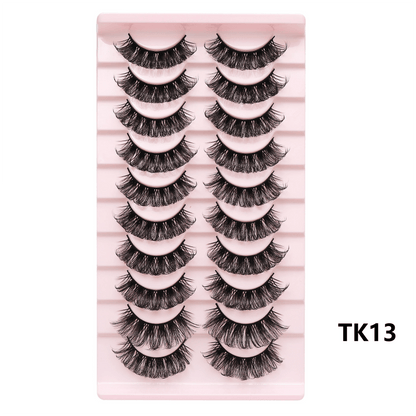 Classic Volume Eyelashes 10 Pairs Russian Strip Lashes Fluffy Faux Mink Lashes 3D False Eyelashes Dramatic Volume Curling Eyelashes Makeup