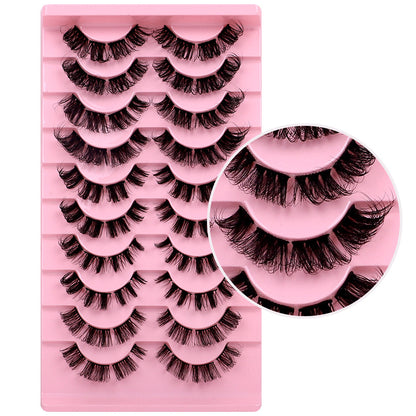 10-Pair Set of New DD Curl Russian Volume Lashes, Large Curve, Dramatic C & D Curls, Thick European & American Style Eyelashes