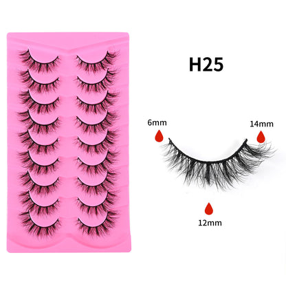 More style 9 Pairs 5D Explosion Style False Eyelashes, Large Capacity, Dense and Curled Self-Extension Lashes, Natural Stiff Stem False Eyelashes