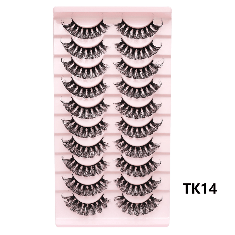 Classic Volume Eyelashes 10 Pairs Russian Strip Lashes Fluffy Faux Mink Lashes 3D False Eyelashes Dramatic Volume Curling Eyelashes Makeup