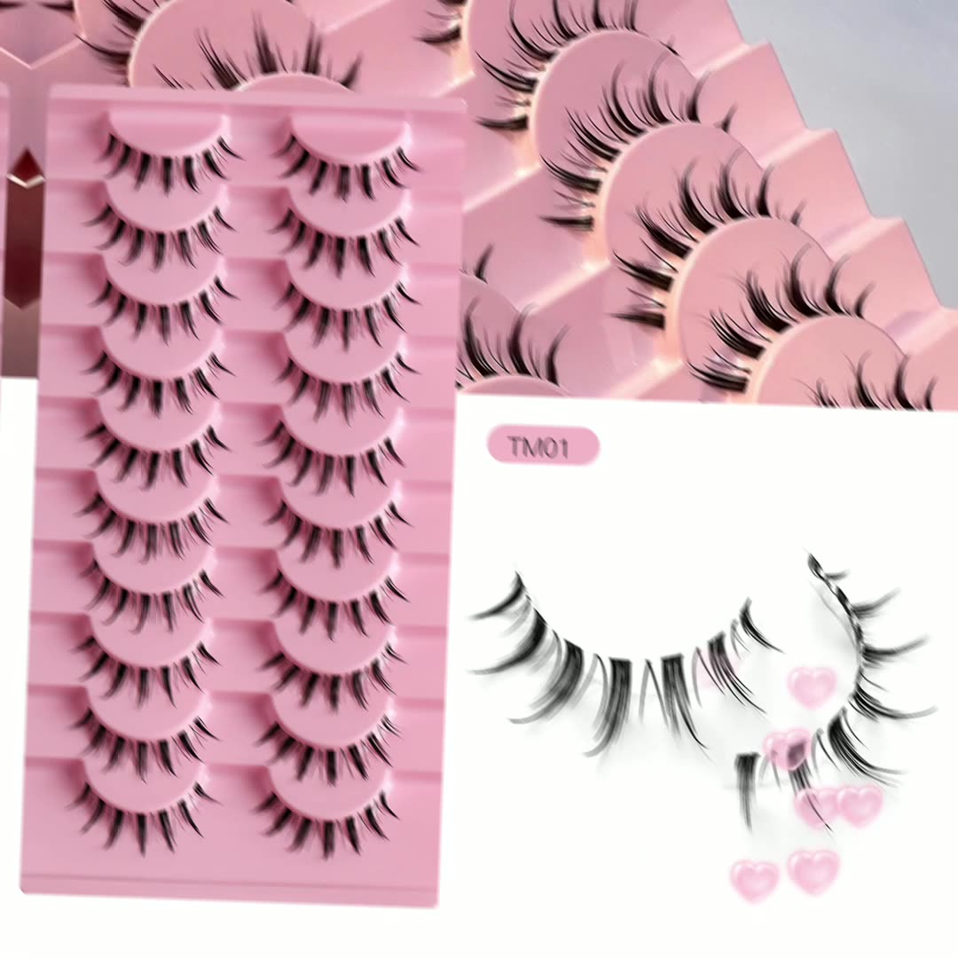 100PCS 10 Pairs Wholesale of Little Devil False Eyelashes with Naturally Tapered, Lightweight, Transparent Fishing Line Stems and Fairy Lashes