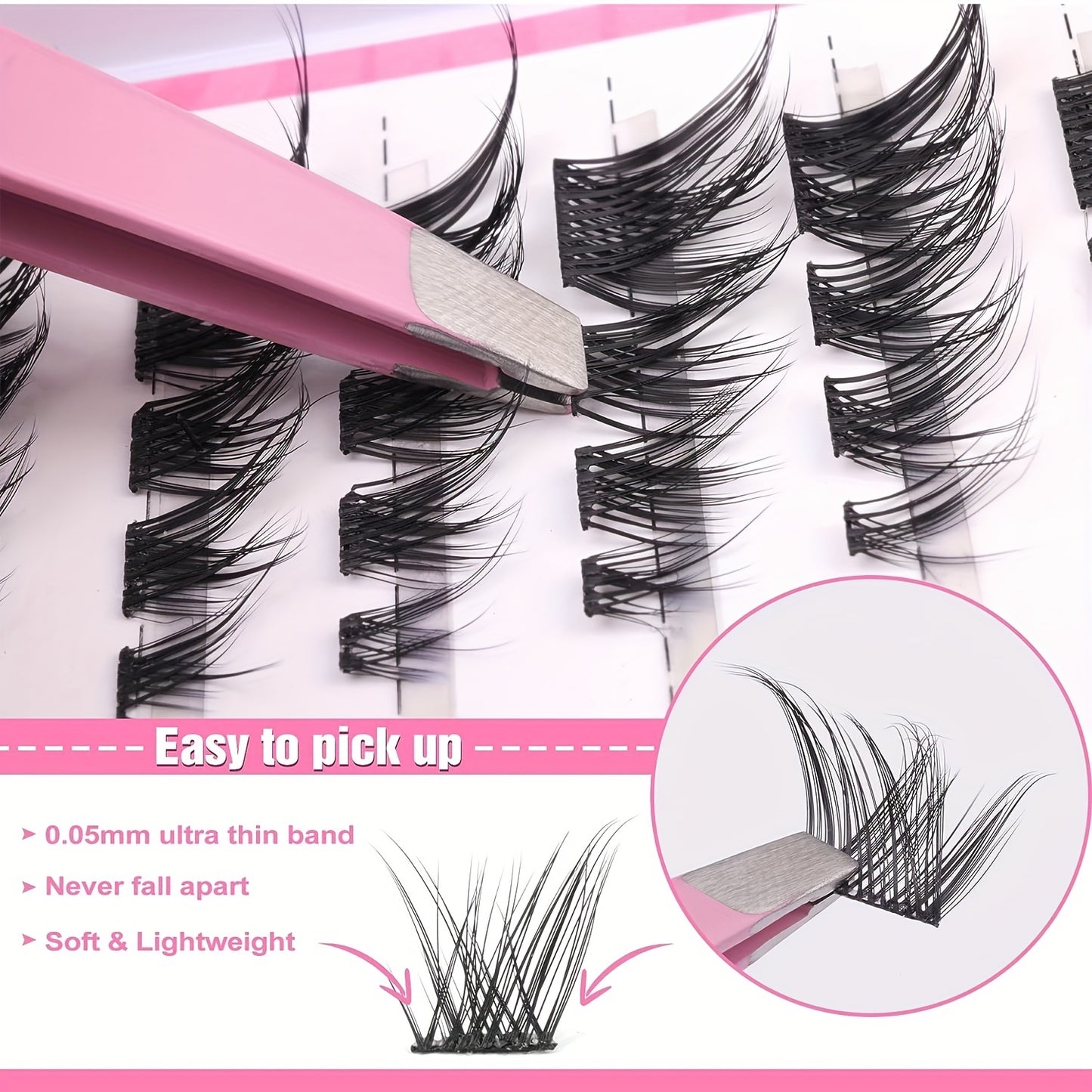 64PCS DIY Fox Eye Individual Cluster Lashes, Natural Manga Wispy Mixed Lengths Cat Lash Extensions for a Dramatic Look