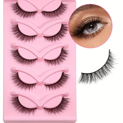 CURSAVELA C Curl 5 Pairs Handmade 3D Faux Mink Lashes - Fluffy, Soft, and Natural Look for Halloween