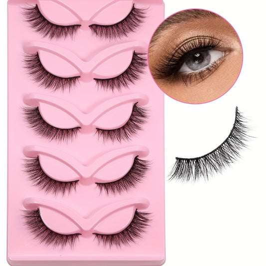 CURSAVELA C Curl 5 Pairs Handmade 3D Faux Mink Lashes - Fluffy, Soft, and Natural Look for Halloween