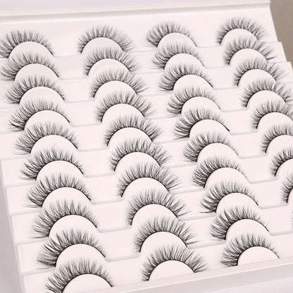 20 Pairs 3D Light Volume Natural Cross Fluffy Cat Eye False Eyelashes | Soft, Reusable, Easy to Apply | Perfect for Everyday Wear or Special Occasions