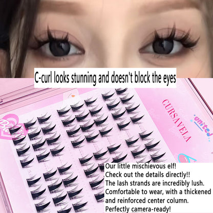 100pcs Mischievous Elf False Eyelashes - High-Volume Natural Clusters, Segment Design, Barbie Manga Style, Camera-Ready for Lazy Beginners