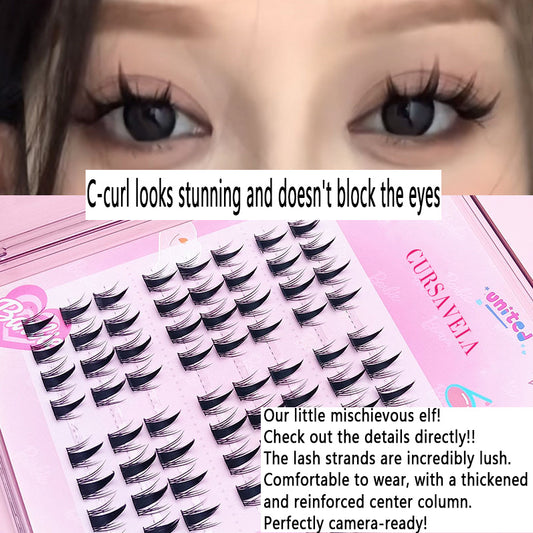 100pcs Mischievous Elf False Eyelashes - High-Volume Natural Clusters, Segment Design, Barbie Manga Style, Camera-Ready for Lazy Beginners