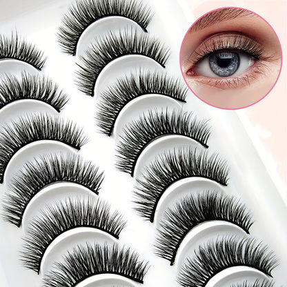 10 Pairs Luxurious Fluffy Faux Mink False Eyelashes - Natural Cross Style, Thick Volume for a Dramatic Look - Soft, Lightweight & Reusable, Cruelty-Free