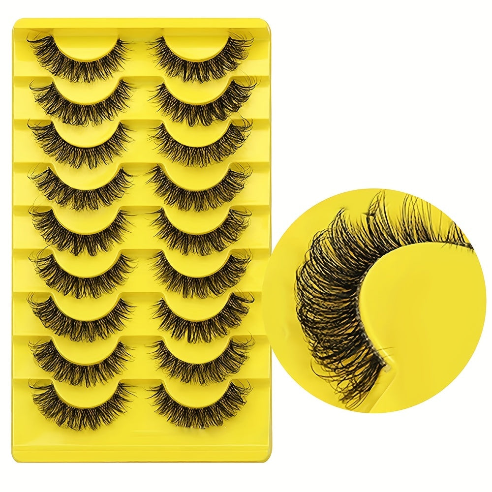 10 Pairs Luxurious 3D Faux Mink Volume False Eyelashes - Soft & Fluffy, Natural Look, Long & Dramatic - Reusable, Must-Have Kit for Glamorous Eyes