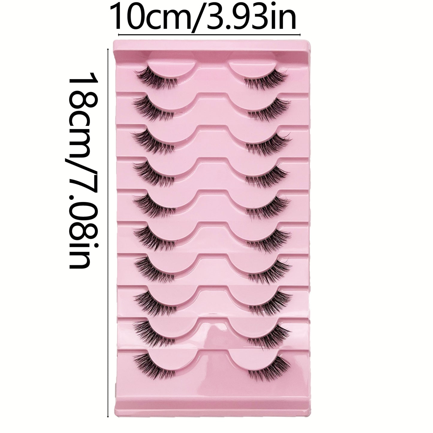 10 Pairs Soft Natural Cat Eye Lashes, Fluffy Fox Style, 6-9mm Length, Glue-Free, Beginner Friendly, Reusable.