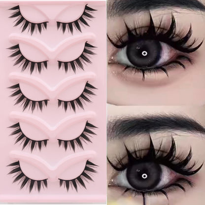 Dramatic 3D Thick & Curly False Eyelashes - Beginner-Friendly, Reusable, Self-Adhesive for Bold Anime Looks