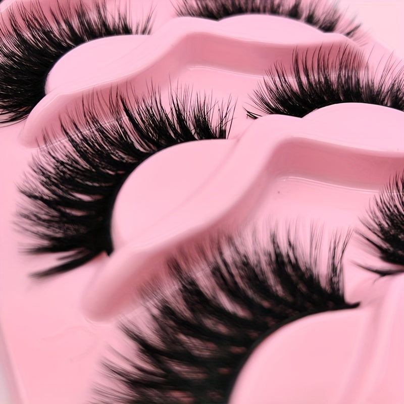 Classic Volume Eyelashes 5 Pairs 3D Faux Mink Dramatic Volume Lashes - Fluffy Long Cat Eye Design