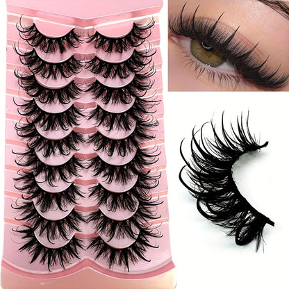 9 Pairs of Luxurious Wispy Fox Eye Lashes - Fluffy Faux Mink, Spiky Tips, and Fairy Cat Eyelashes for a Dramatic Eye Look - Reusable, Soft, and Comfortable False Eyelashes.