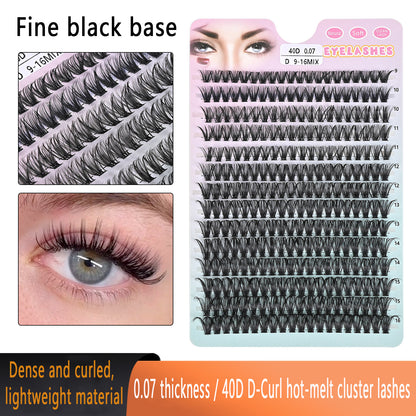 100 pcs Segmented Hot-Melt Cluster Lashes – 3D Curled, Dense, Large Capacity 14-Row Lash Set