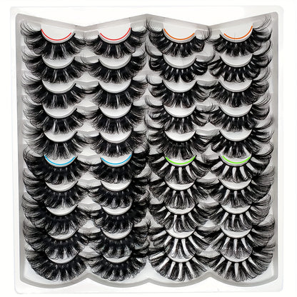 20 Pairs of 8D Faux Mink Lashes – 25mm, Fluffy & Thick, Reusable, Super Soft for Daily & Special Events