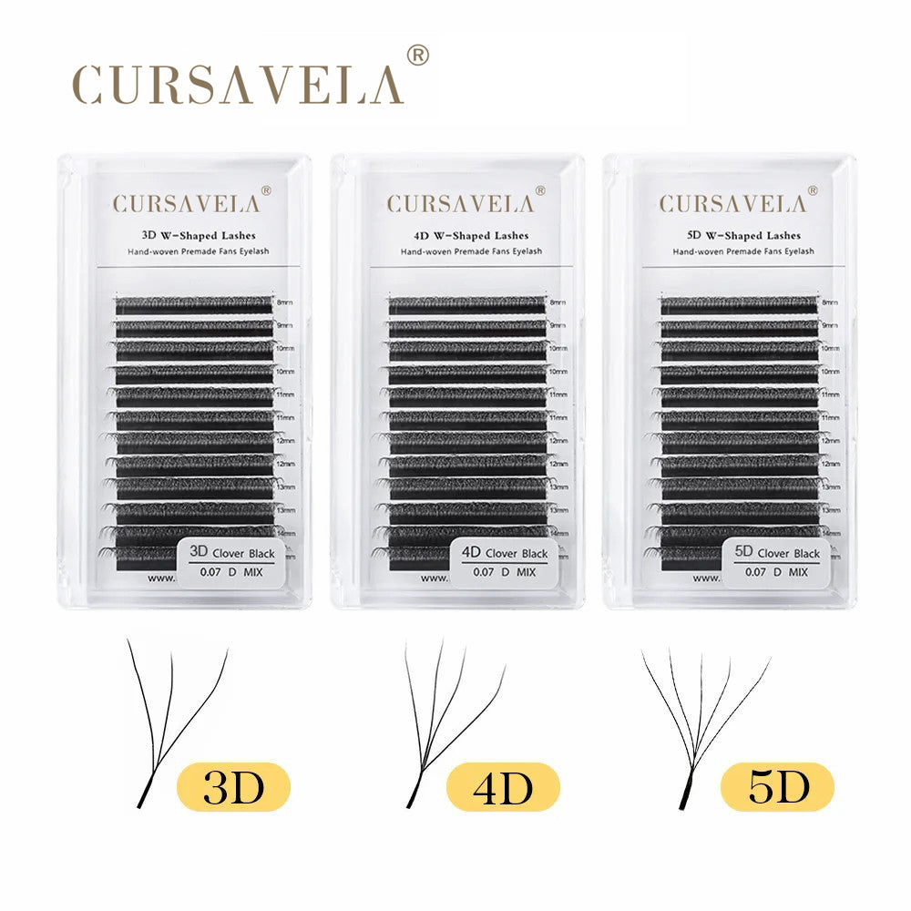 CURSAVELA W Pre-Made Eyelashes Premium Mink 3D,4D,5D,and 6D Pre-made False Eyelashes.W Shape for a Soft,Natural Look.