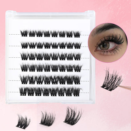 Individual DIY lashes thick, curly and self-bonding false eyelashes. European and American style hot-melt single-cluster false eyelashes that enlarge your eyes.