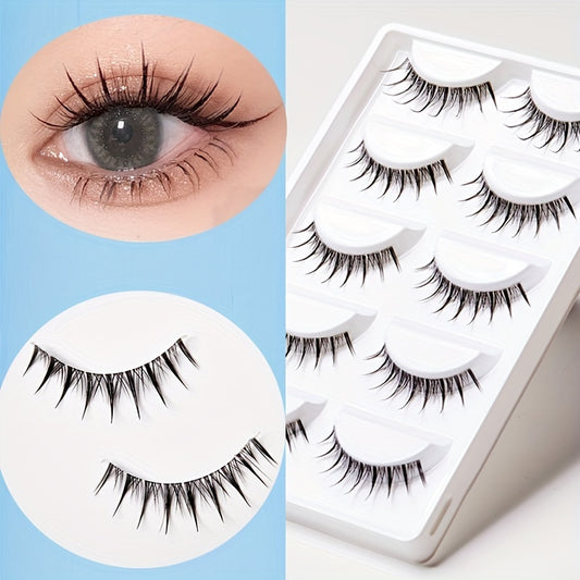 CURSAVELA D Curl 5 Pairs Natural Criss-Cross Lashes - Invisible Band for Wispy Look