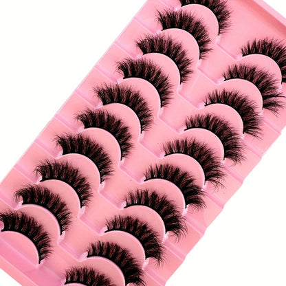 Classic Volume Eyelashes 10 Pairs Soft & Fluffy 3D Faux Mink False Eyelashes - Handmade Dense Volume for Natural Look, Reusable & Comfortable