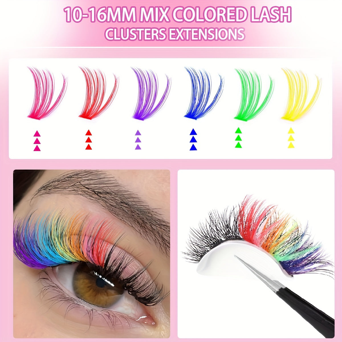 240-Piece Colorful Faux Mink Eyelash Set - 100pcs Thick & Fluffy, Reusable - Great for Cosplay & Halloween