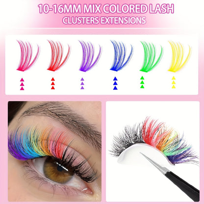 240-Piece Colorful Faux Mink Eyelash Set - 100pcs Thick & Fluffy, Reusable - Great for Cosplay & Halloween