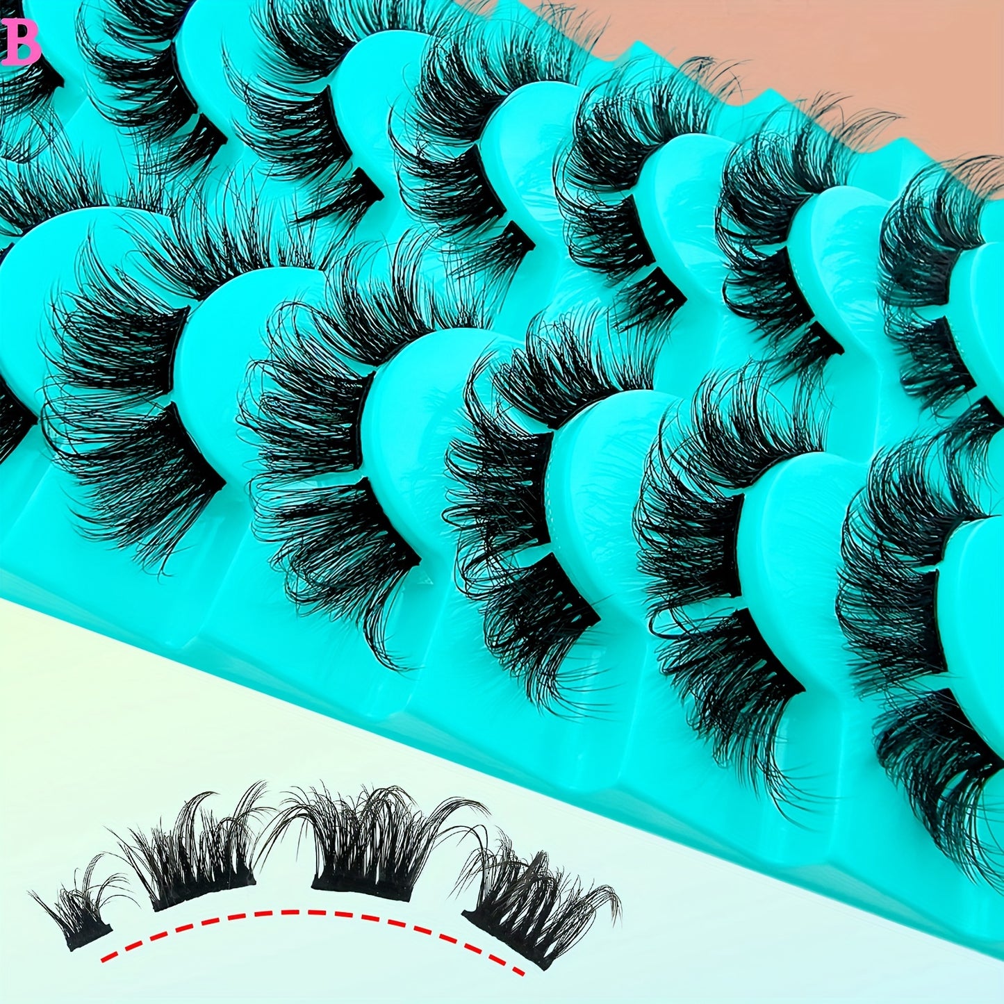 7 Pairs Eyelashes Cluster Cat Eye Curling Fluffy Thick Lashes - DIY Comfortable Sexy Faux Mink False Eyelashes