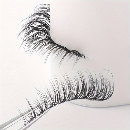 CURSAVELA 5 Pairs Natural Long Eyelashes - Transparent Stem, Fluffy & Curled, Eye-End Elongated