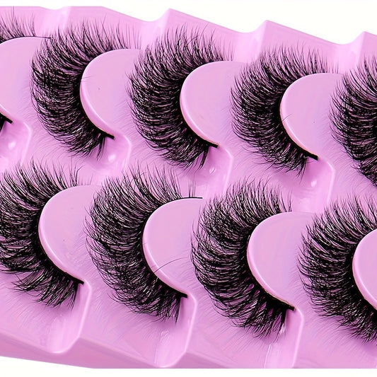 8 Pairs/Set Luxurious Faux Mink False Eyelashes - Natural, Curled, Voluminous, Multilayered, Lightweight for Daily and Dating Makeup - Unscented and Easy to Use