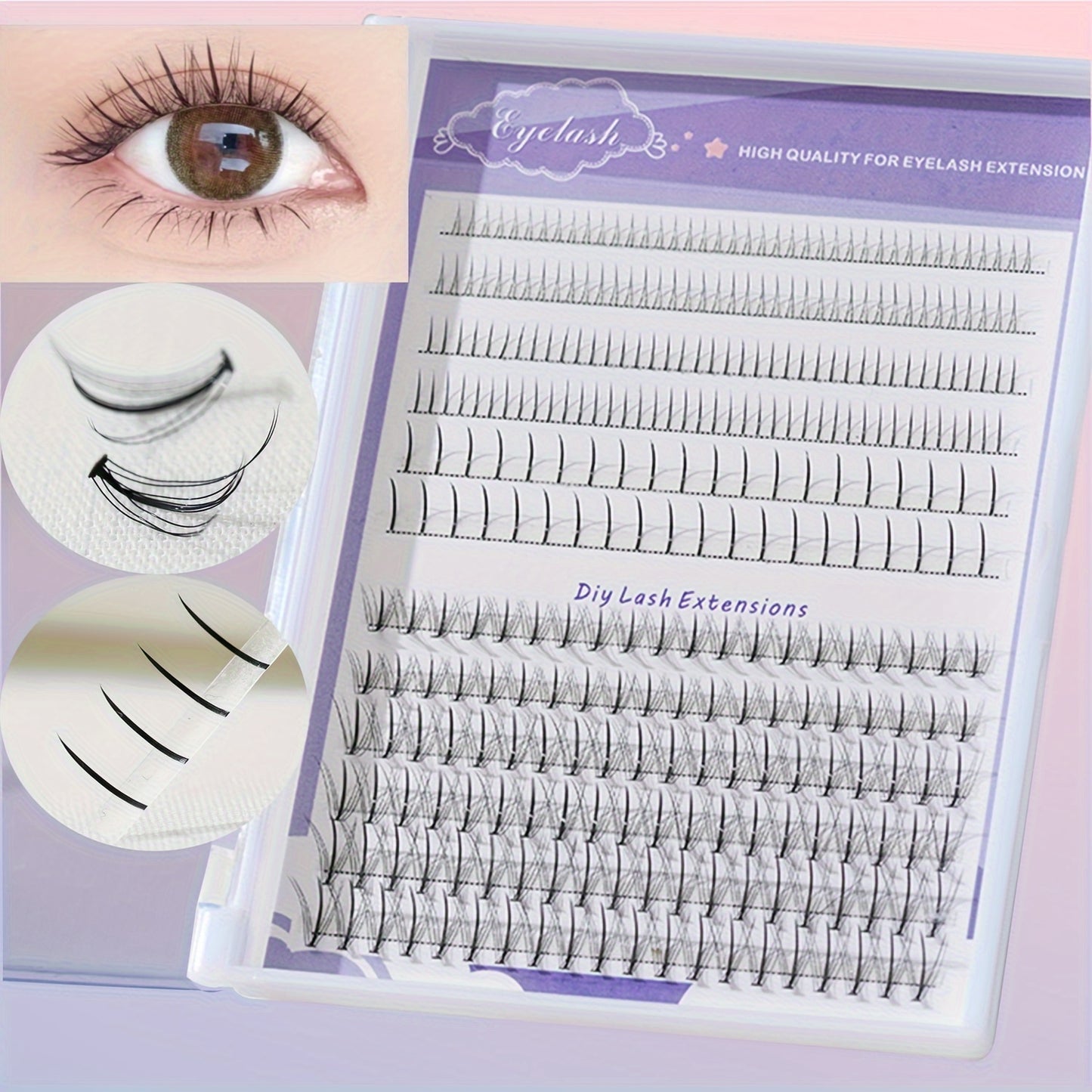 Individual  DIY lashes 320Pcs Fishtail Manga V-Shaped Bottom Lower Lashes, Mixed Length for Home Lash Extensions