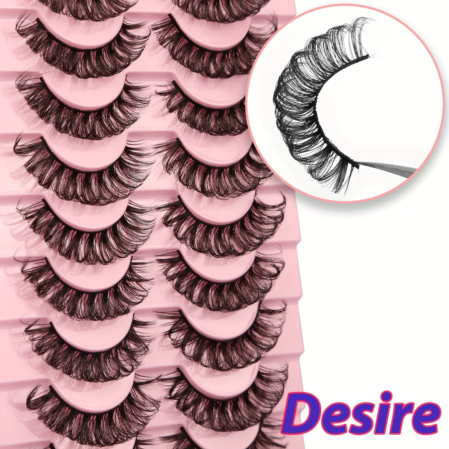 10 Pairs of Gmagictobo D Curly Russian Lashes - 3D Faux Mink, Reusable, Handmade, Soft & Light. Cruelty-Free, Easy to Apply. Long-Lasting for Dramatic Makeup.