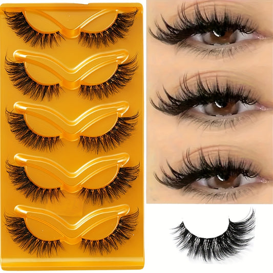 CURSAVELA 5 Pairs Fox Eye Lashes - Thick, Fluffy, Natural Look with Transparent Band, Cat Eye Style for Bold & Charming Eyes