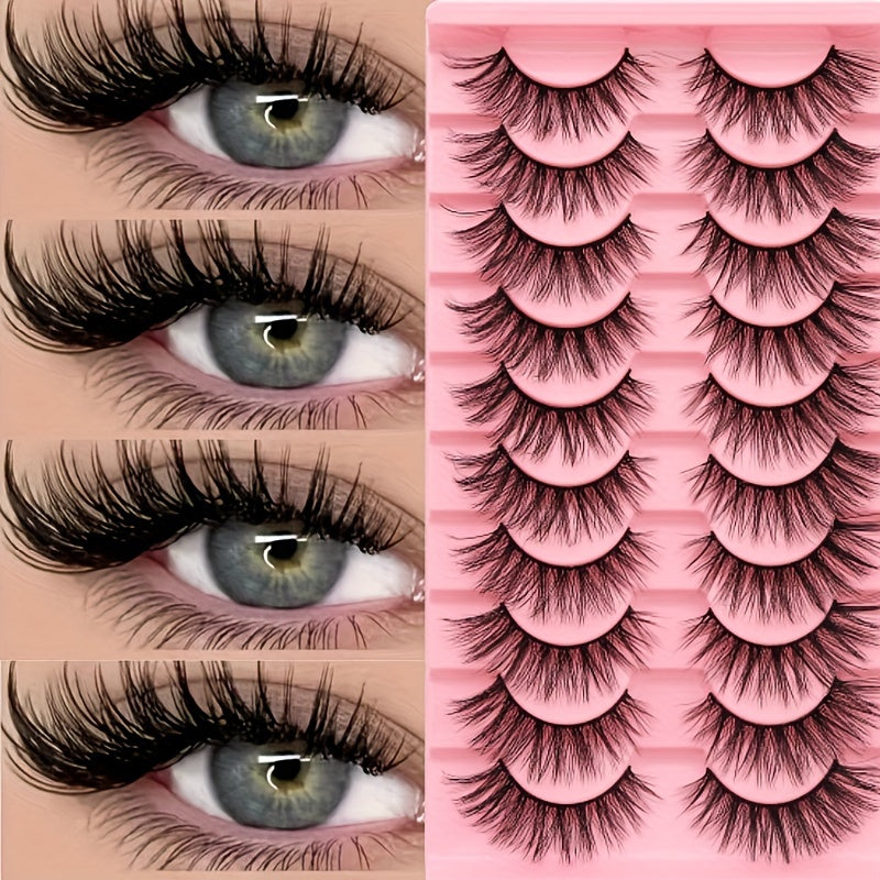 Luxury 3D Plush Cat Eye Fox Eye False Eyelashes - Thick, Fluffy, Lightweight, Suitable for Beginners | Multiple Styles Reusable Self-Adhesive Eyelashes (C/D Curl, 10-12mm/16-18mm/6-9mm)