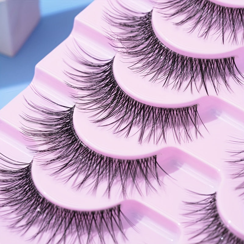 10 Pairs Luxurious Volumizing False Eyelashes-Crisscross Design,Lengthening Ends,Natural Look,Transparent Stem,8-14mm