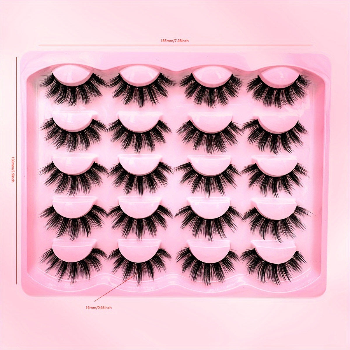 10 Pairs of Luxurious Wispy Natural Faux Mink Eyelashes - 3D Dramatic Volume, Fluffy & Long, Cat Eye Manga Style