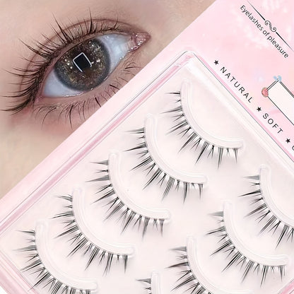 New Arrival 5 Pairs Luxurious 3D Faux Mink Lashes with Strong Hold Glue - Natural, Fluffy, Reusable, Lightweight, Comfortable for Dramatic Eyes