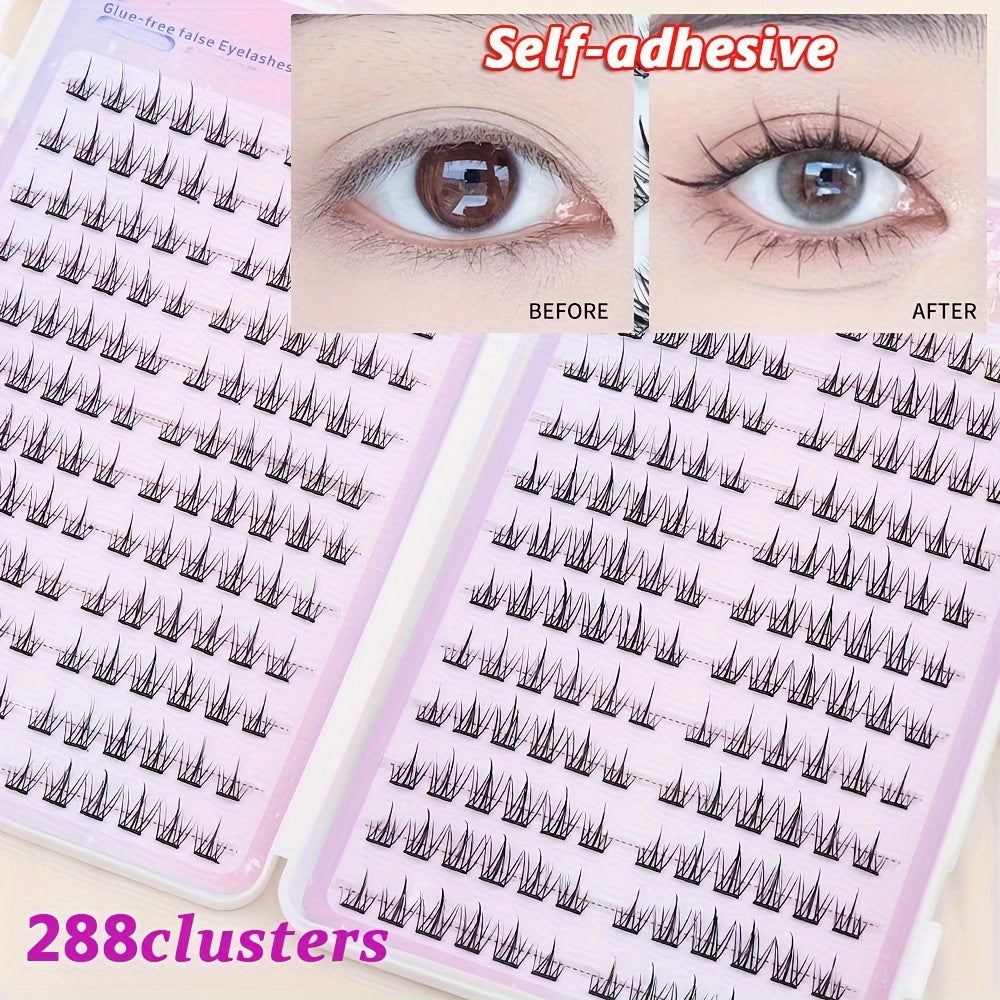 Individual DIY lashes 288 Clusters Self-Adhesive False Eyelashes Book, Mixed Styles,C Curl,0.05mm Thickness, Multiple Lengths 6-15mm.